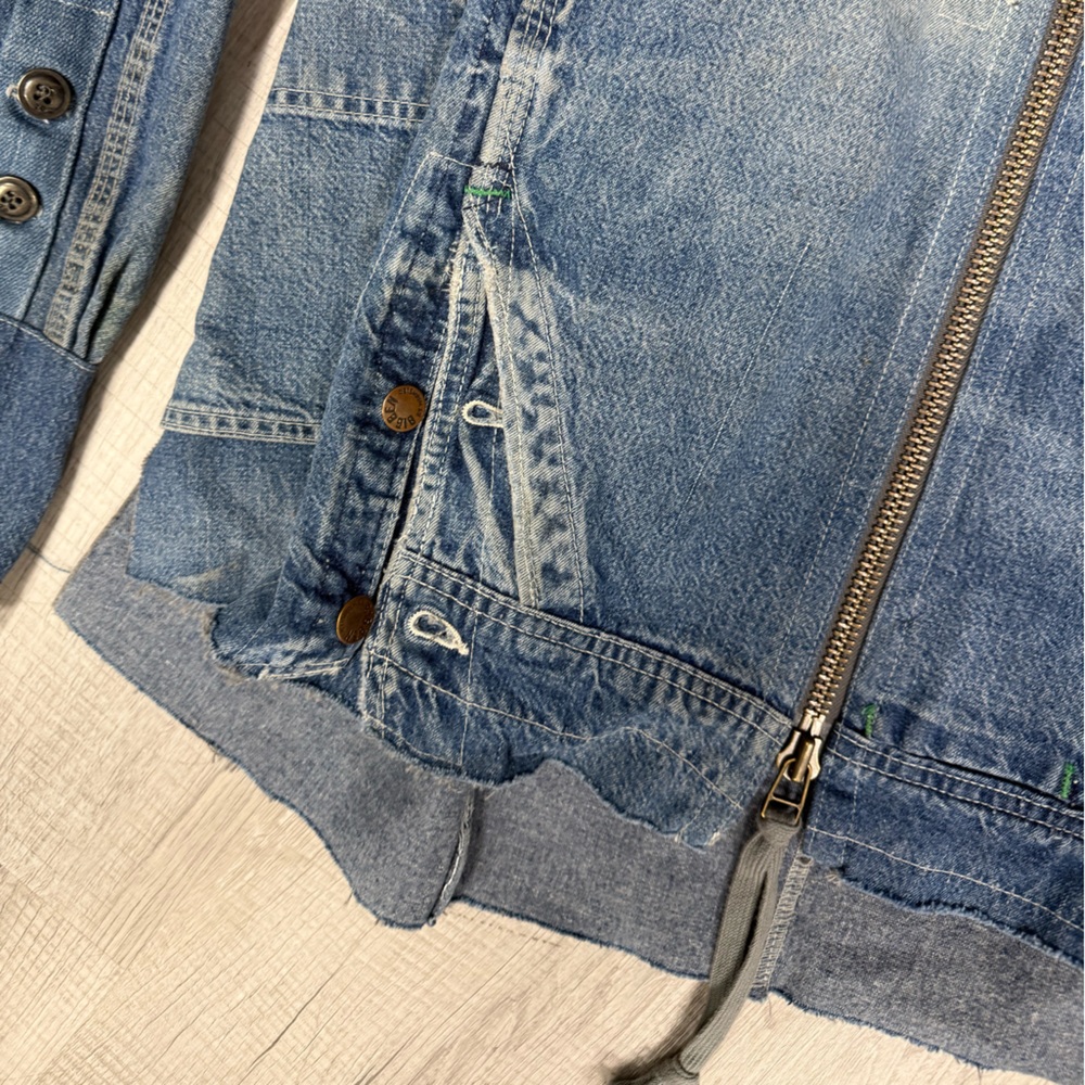 Men's Blue Denim Jacket with Distressed Details - Picture 2 of 5